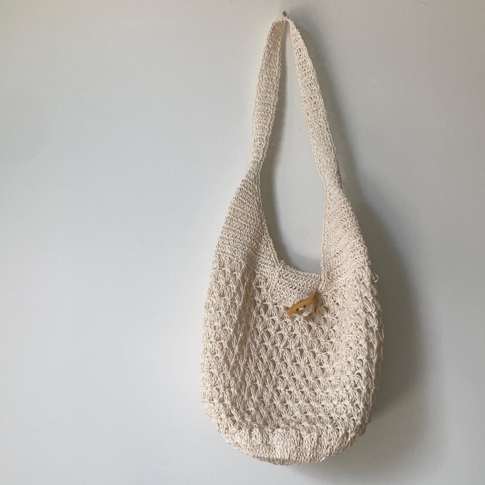 Crochet sling woven shoulder bag